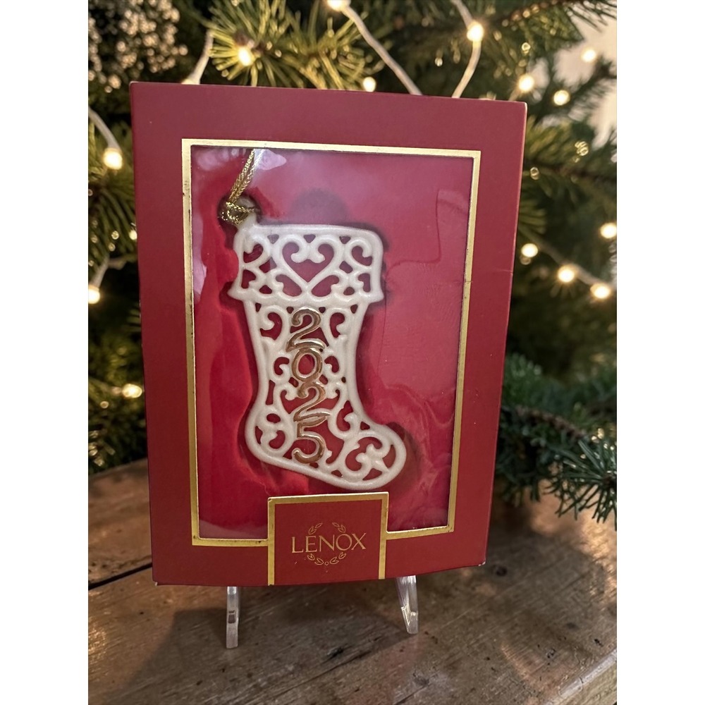 Lenox 2025 A Year to Remember Stocking Ornament Ivory Porcelain Gold 897114 NEW